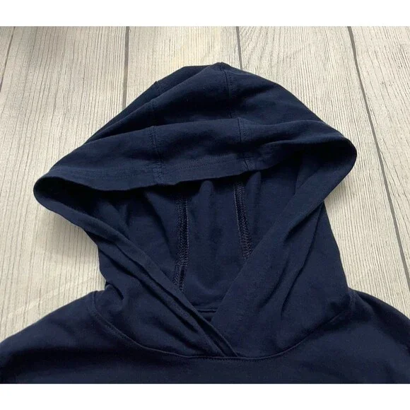 Navy Blue Adidas Boy Girl Hooded Long Sleeve Shirt, Size Youth 5, Size 5T - Picture 2 of 5